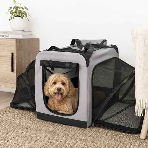 Pet Life ® 'Hounda Accordion' Metal Framed Soft-Folding Collapsible Dual-Sided Expandable Pet Dog Crate