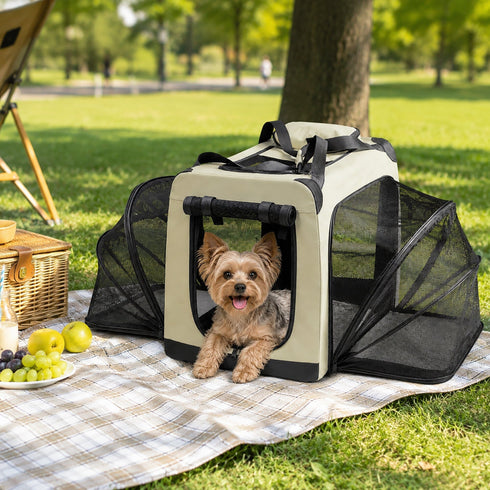 Pet Life ® 'Hounda Accordion' Metal Framed Soft-Folding Collapsible Dual-Sided Expandable Pet Dog Crate