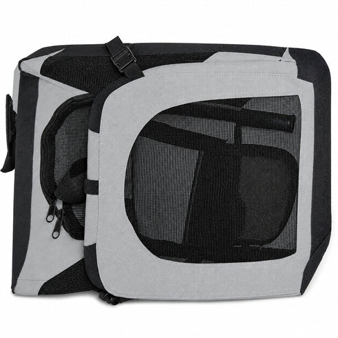 Pet Life ® 'Hounda Accordion' Metal Framed Soft-Folding Collapsible Dual-Sided Expandable Pet Dog Crate
