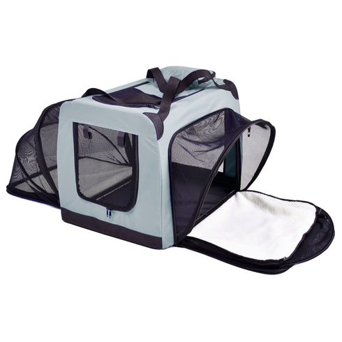 Pet Life ® 'Hounda Accordion' Metal Framed Soft-Folding Collapsible Dual-Sided Expandable Pet Dog Crate