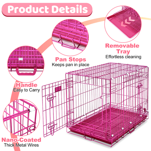 24-42" Pink Wire Dog Crate RED24-42