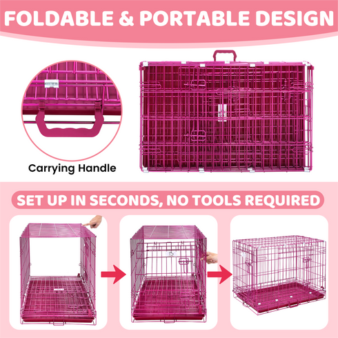 24-42" Pink Wire Dog Crate RED24-42